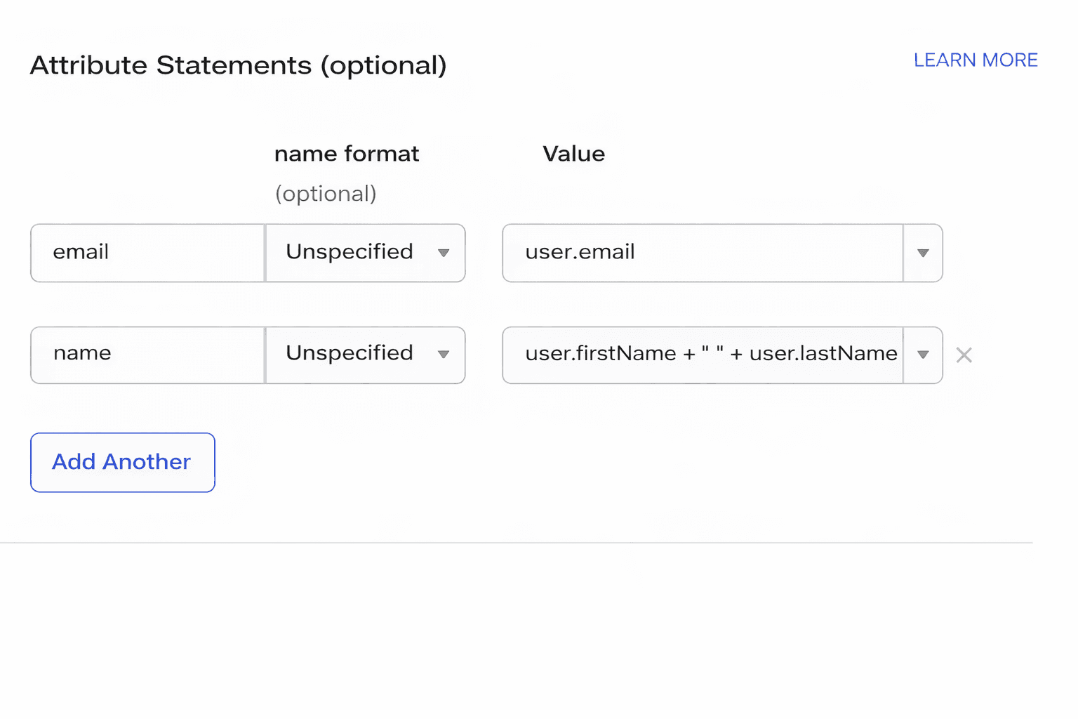 Attribute Statements configuration